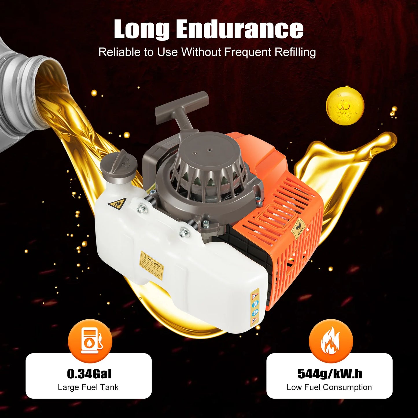 2-Stroke 63CC Post Hole Digger with Earth Auger Drill, 3HP Gas Powered Earth Auger Borer Ground Drill