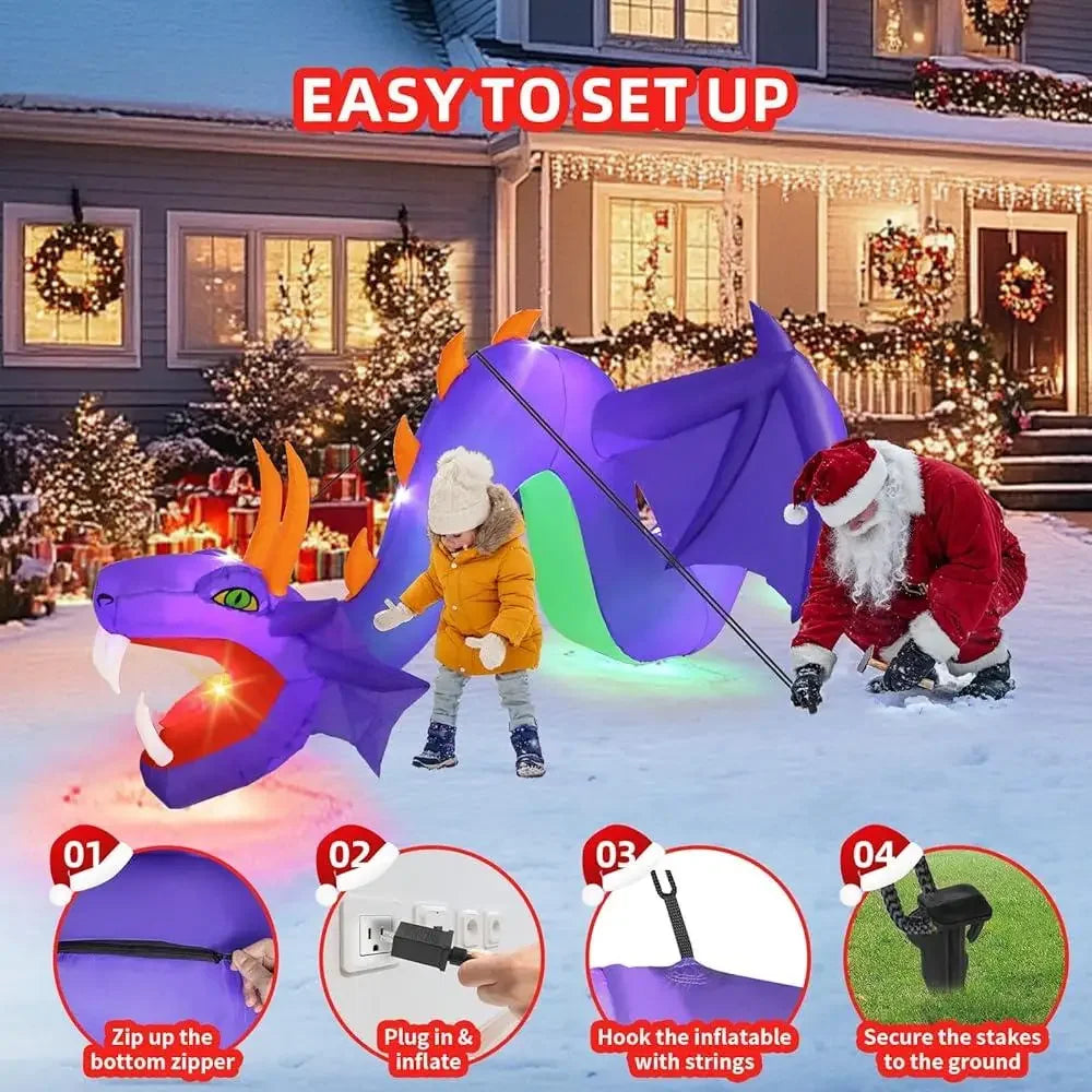 12FT Inflatable Dragon Yard Decor Chinese New Year Halloween Christmas Outdoor Decoration Lighted Blower Waterproof