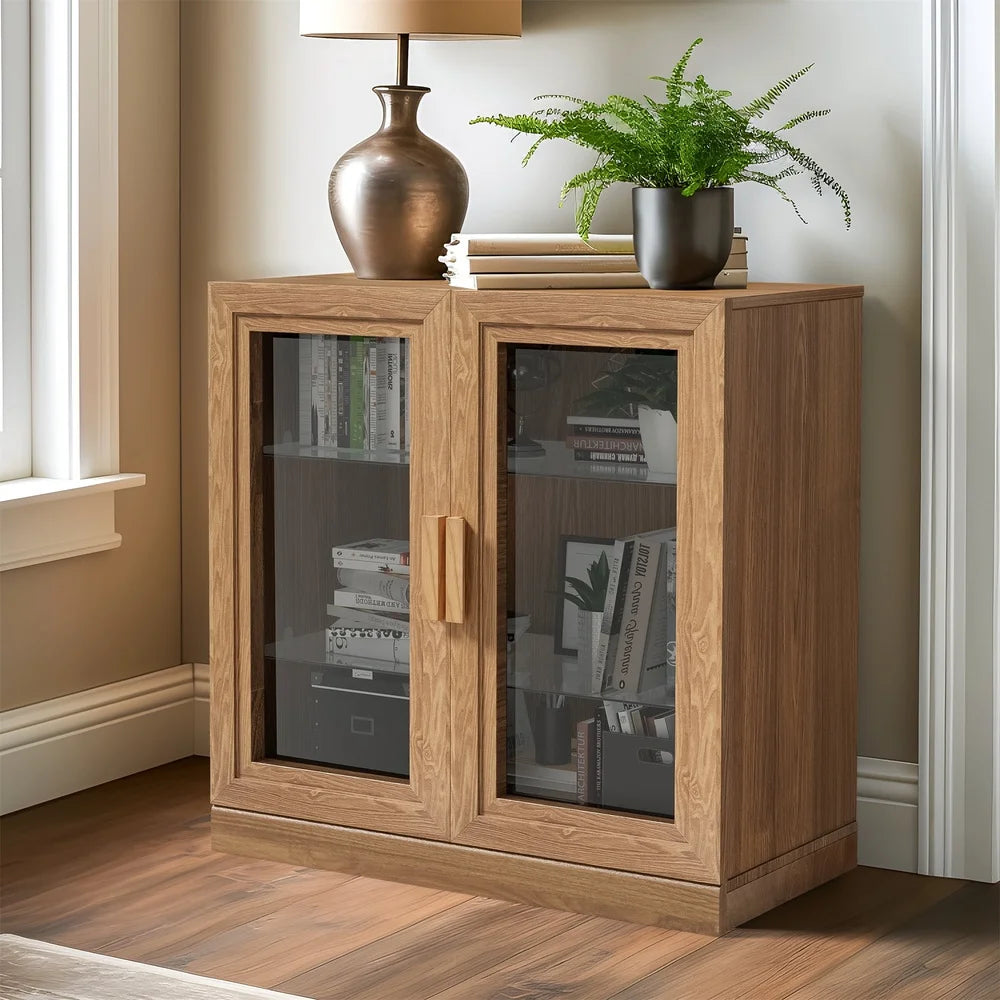 Modern Rectangle Wood Storage Cabinet with Adjustable Shelf Living Room Entryway Bedroom Easy Assembly Waterproof Design
