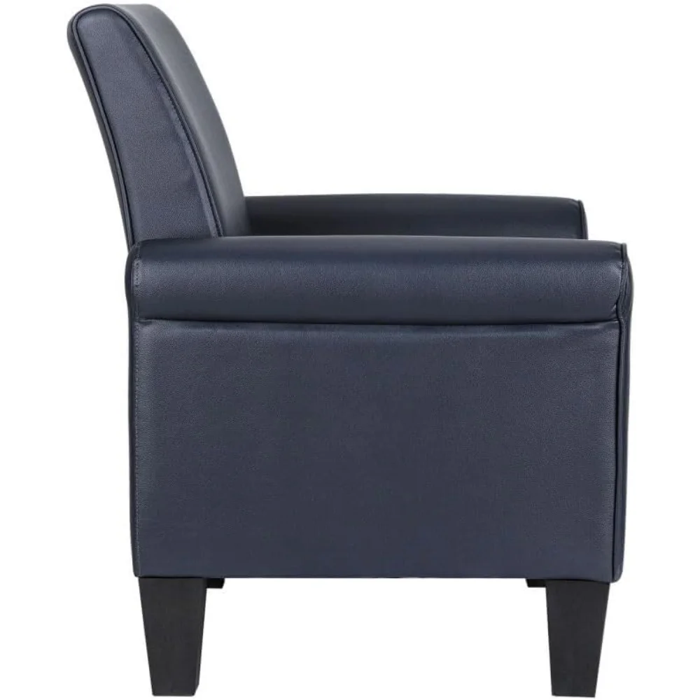Mid-Century Modern Leather Accent Chairs Overstuffed Leather Living Room Chair Upholstered Comfortable Club Chair