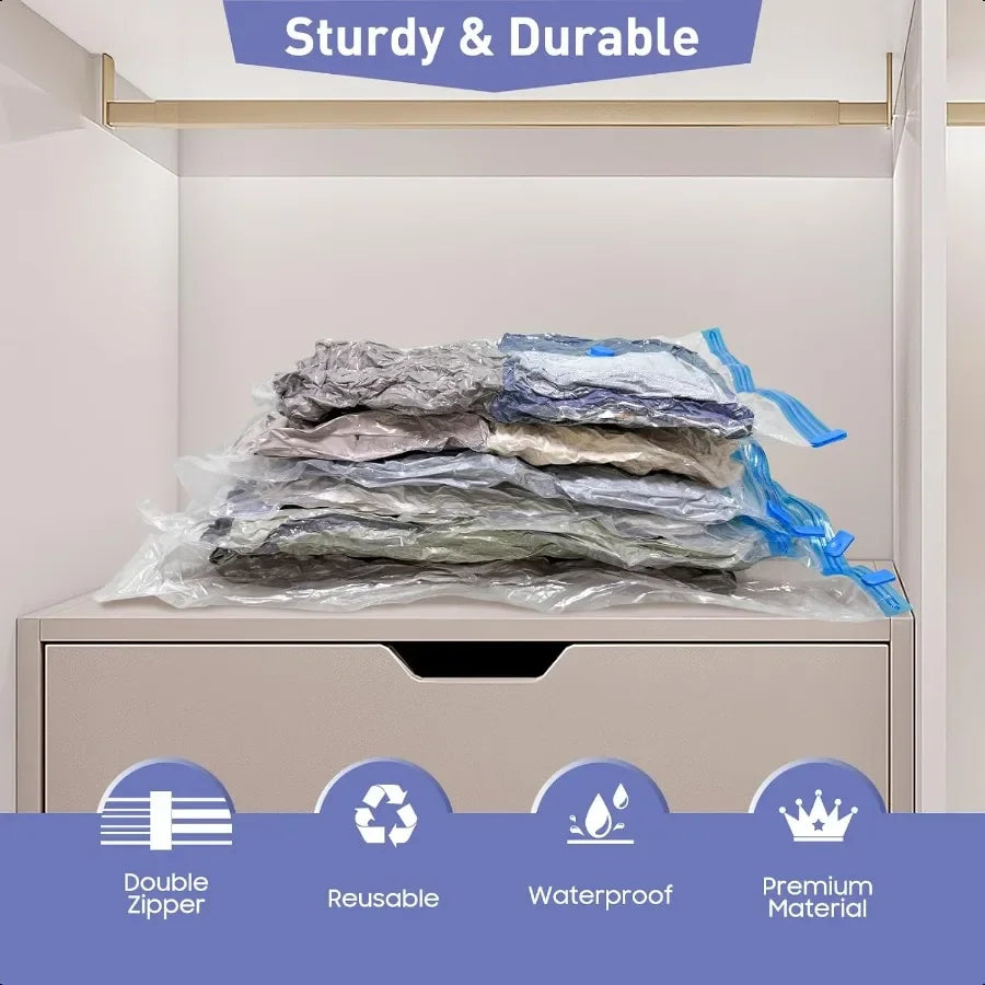 10 Pack Jumbo Vacuum Storage Bags with Hand Pump 80 Storage Space Saving Sturdy LeakFree Space Saver Vacuum Seal Bags for Cloth