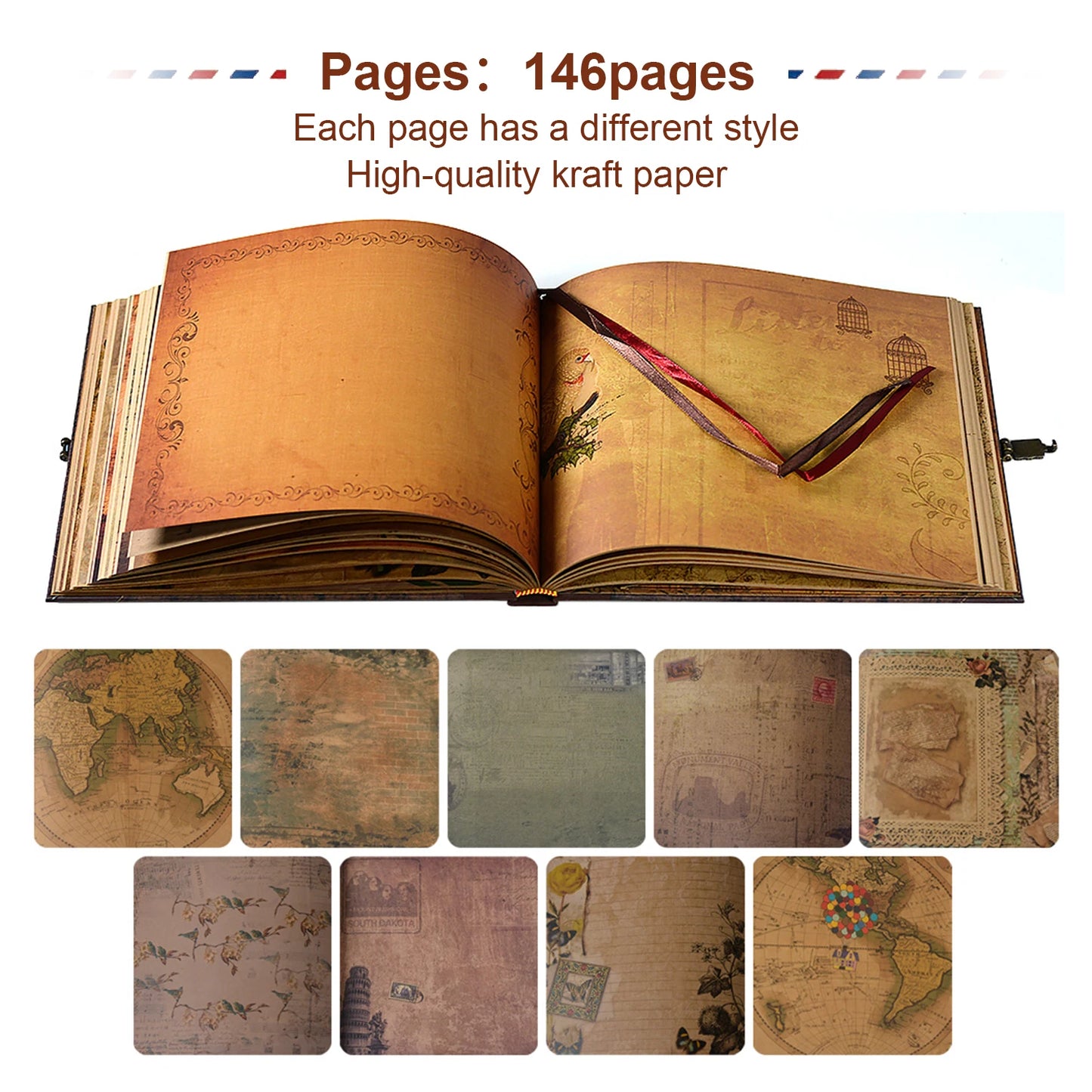 Our Adventure Book 146 Page DIY Handmade Photo Album Scrapbook Retro Kraft Album Anniversary Wedding Memory Mother's Day Gift