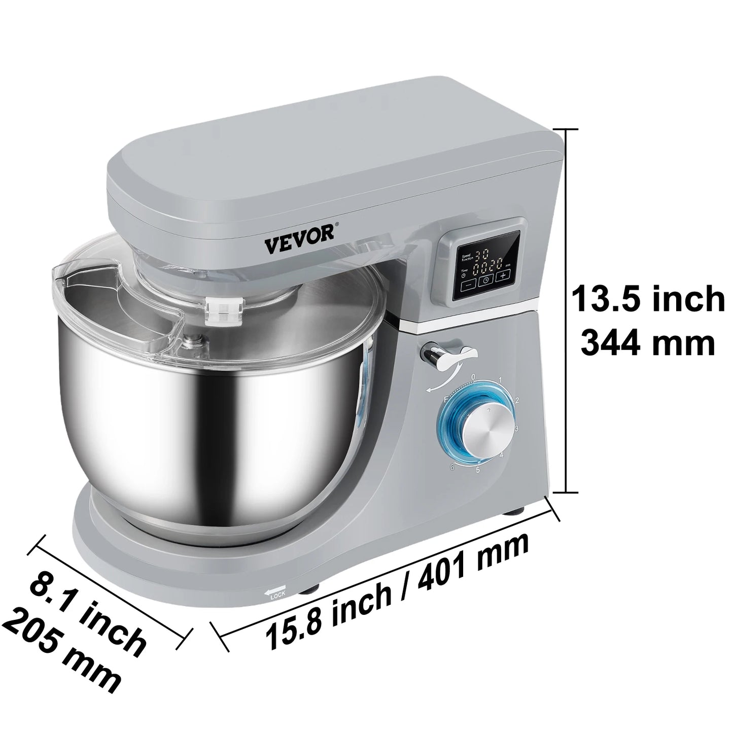 SucceBuy 5.5/7LElectric Stand Mixer with 6Speeds LCD Screen Timing Food Mixer Cream Egg Whisk Whip Dough Kneader With Steel Bowl