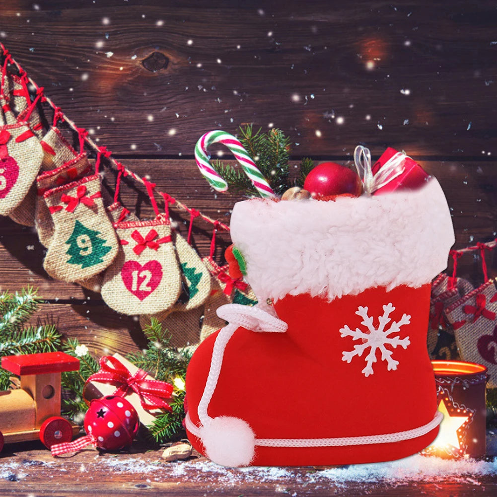 Christmas Red Candy Gift Bag Creative Sugar Storage Boots Mini Festival Theme Home Decoration Supplies