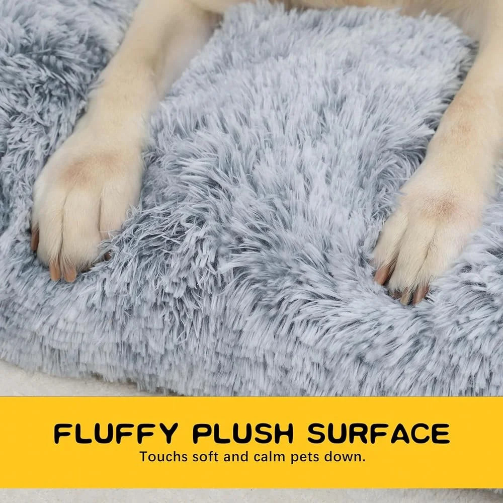 Large Dog Bed Soft Washable Anti-Slip Crate Pad Waterproof Pet Mat Travel Home and Kennel Use