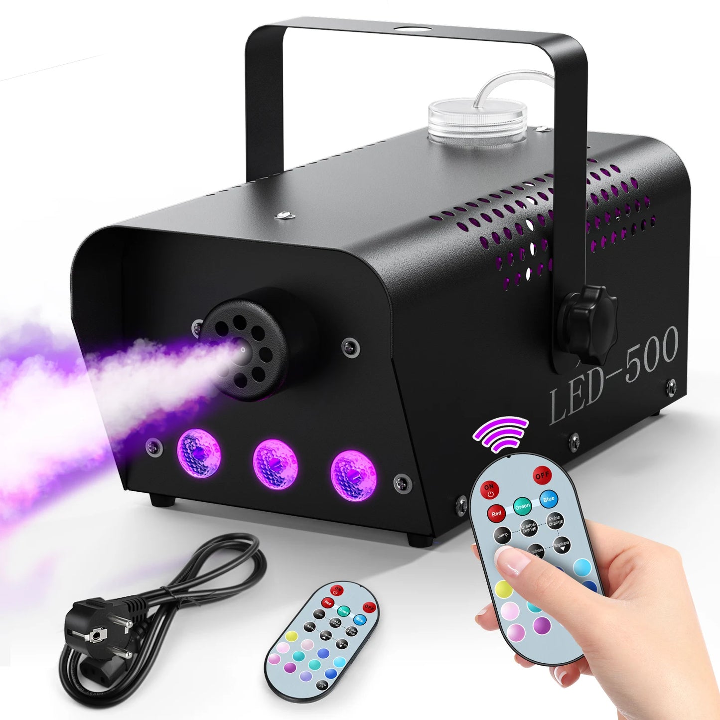 Yiflamefly Mini 500W RGB Smoke Machine Wedding Smoke Fog Machine Parties Club Remote Fog Ejector for DJ Wedding Party Concert