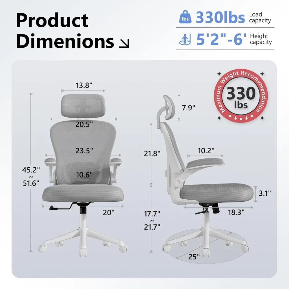 Computer Desk Chair, Ergonomic Office Chair M903 with Wheels, High Back Mesh Office Chair with Adjustable Lumbar Support