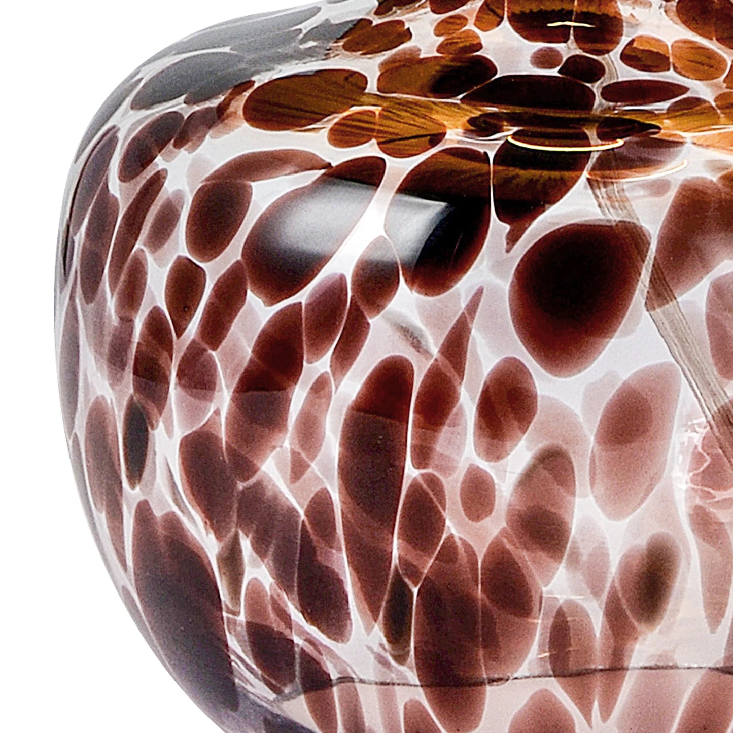 15" Hand-Blown Glass Table Lamp, Natural Raffia Shade, Mesmerizing Leopard-Print Base, Small Accent Lamp