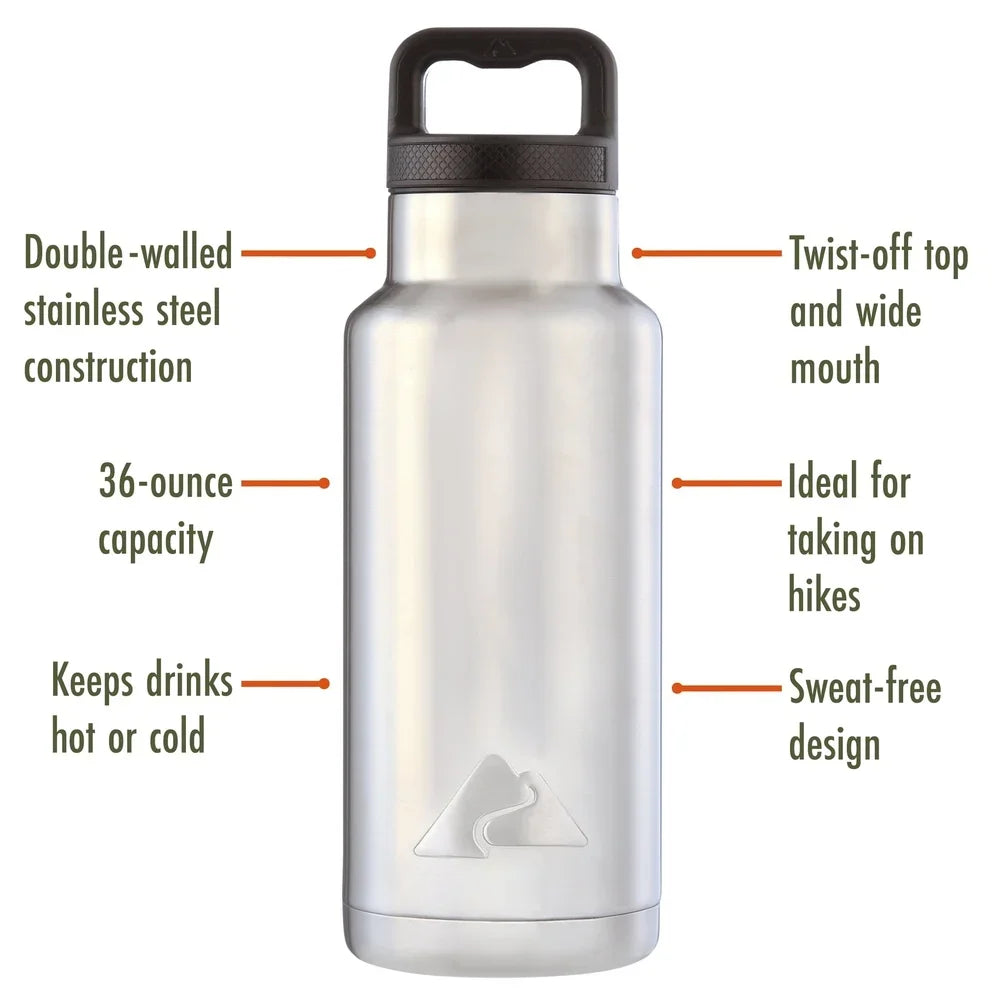 Insulated Double Wall Stainless Steel Water Bottle with Wide Mouth Perfect Hiking Camping Travel Adventures