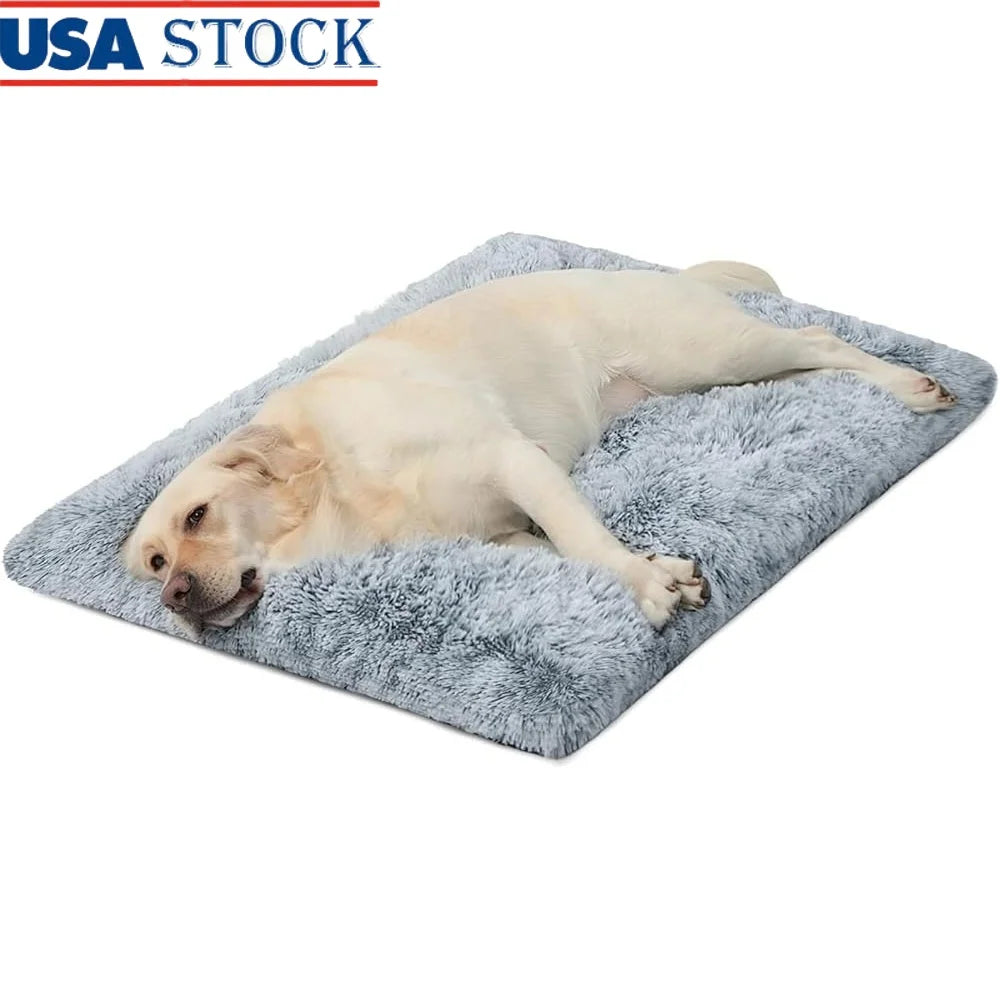 Large Dog Bed Soft Washable Anti-Slip Crate Pad Waterproof Pet Mat Travel Home and Kennel Use
