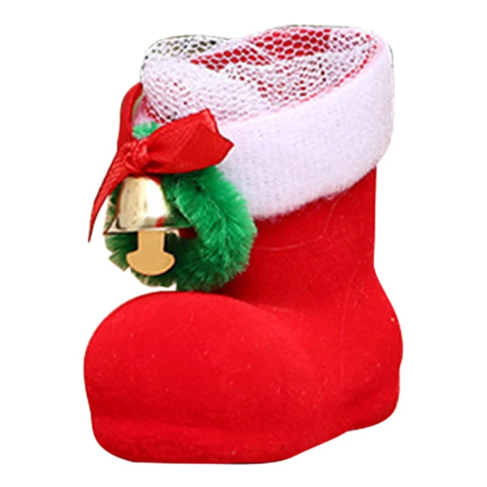 Christmas Red Candy Gift Bag Creative Sugar Storage Boots Mini Festival Theme Home Decoration Supplies