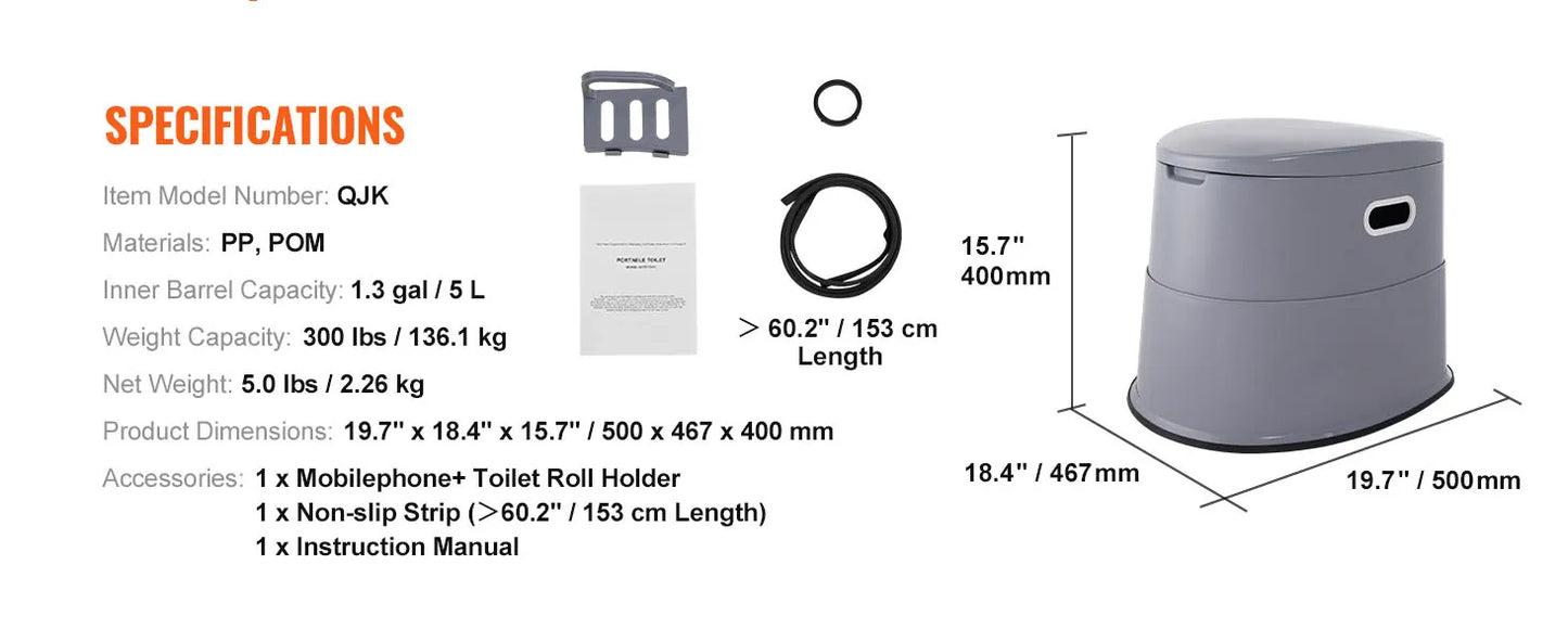 SucceBuy Portable Toilet for Camping Porta Potty with 1.3G Detachable Inner Bucket TravelToilet for OutdoorCamping LongRoad Trip