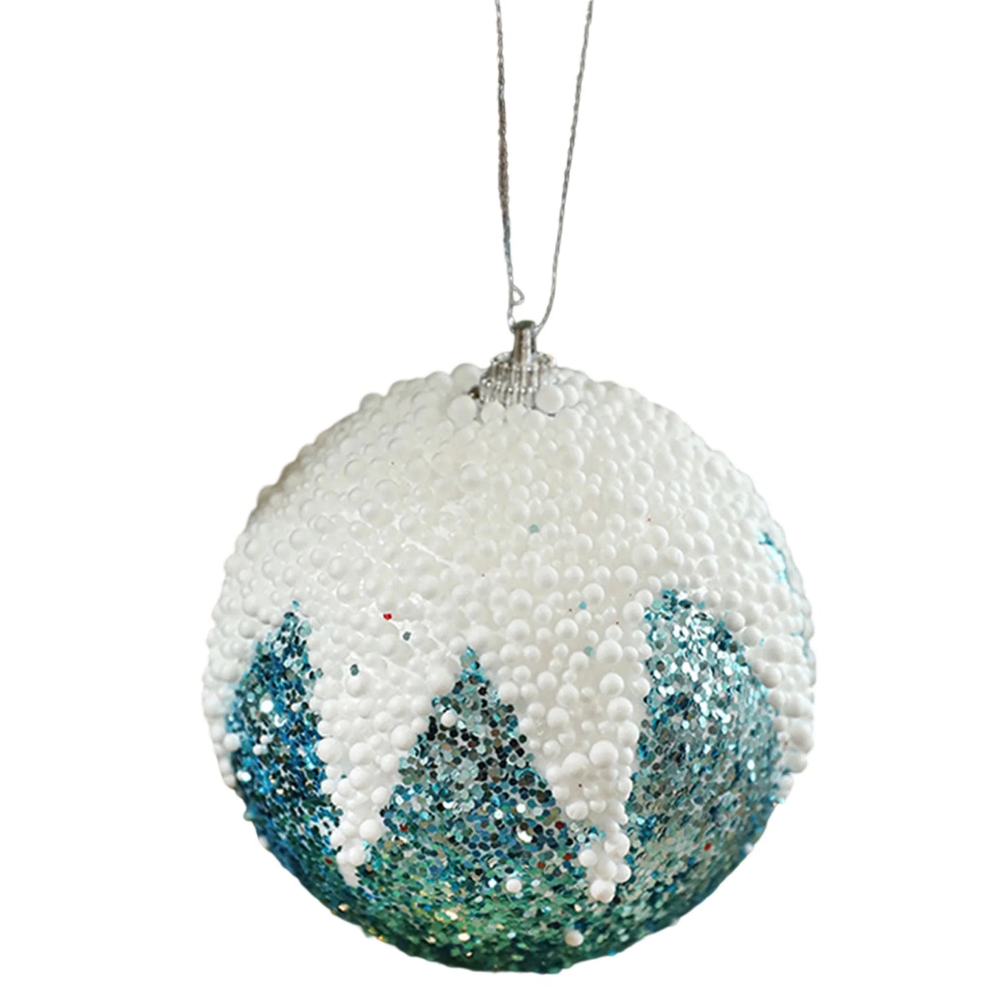 Glittering Snowflake Ornaments Set Christmas Tree Hanging Decorations Xmas Party Supplies Shiny Baubles Balls