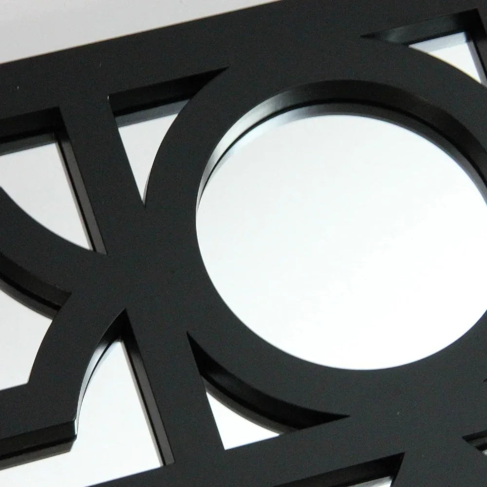 Geometric Black Framed Rectangular Wall Mirror with Hanging Hardware Versatile Display Home Decor and Space Enhancement