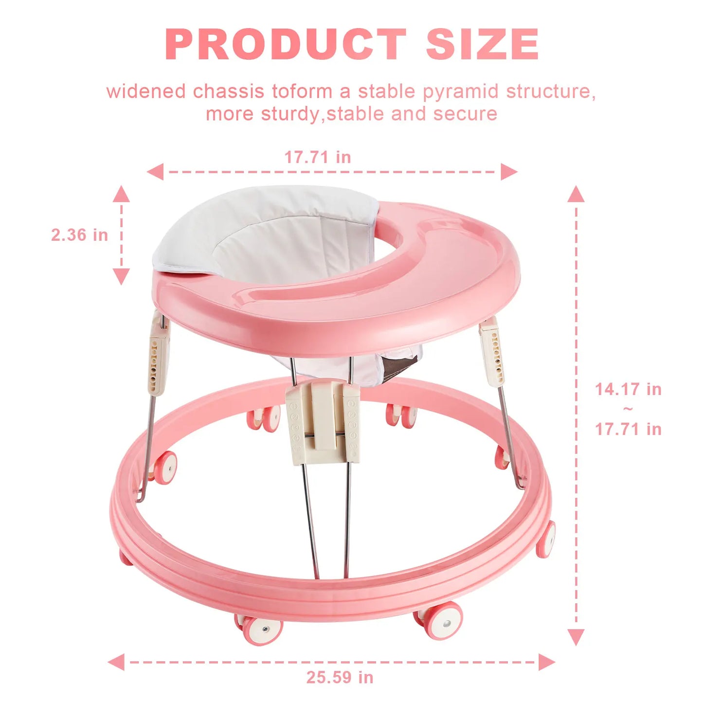 Baby Walker, Foldable Multi-Function Anti-Rollover Walker