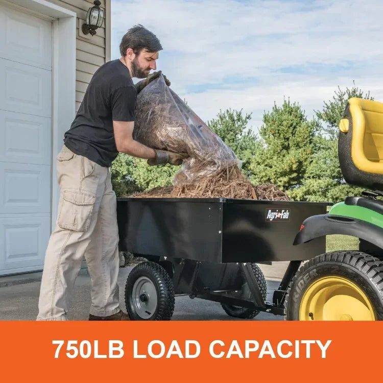 Good 45-0101 Steel Utility Lawn & Garden Dump Cart, For Riding Lawn Mowers, 12 cu ft/750# Capacity; 16" Pneumatic Wheels