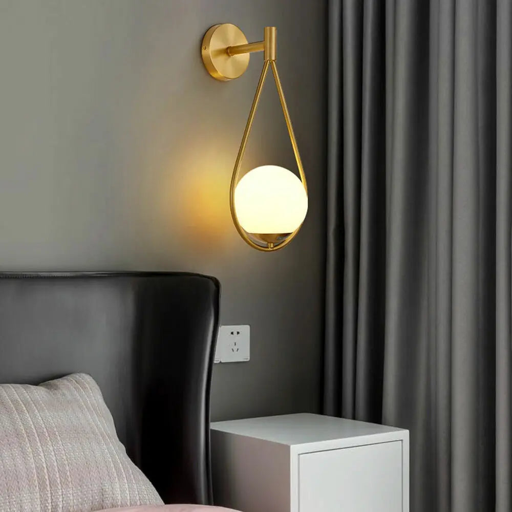 Modern Glass Ball Wall Lamp Wall Sconce Light Fixtures Fit Bathroom Bedroom Gold