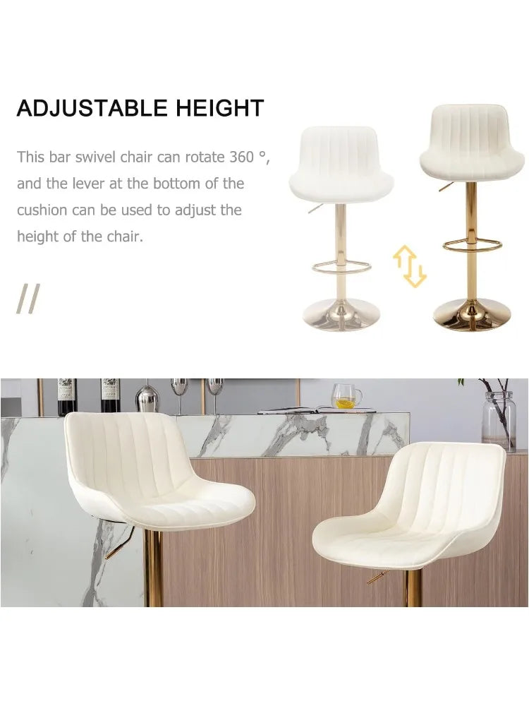 Bar Stools Set of 4, Swivel Counter Height Barstools with Back, Modern Gold Kitchen Island Stools for Breakfast Bar, Arml