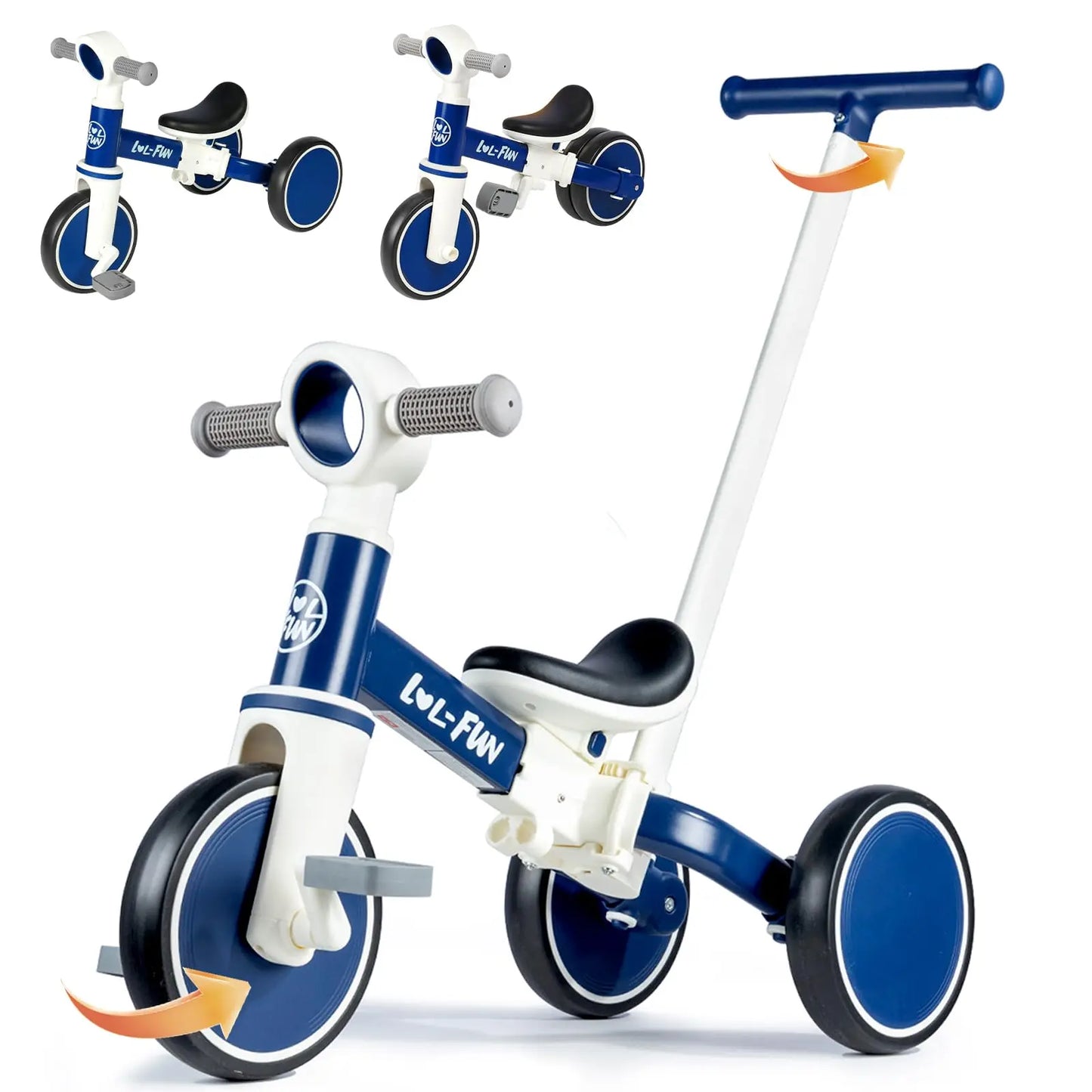 5 in 1 Toddler Tricycles for 1-3 Year Olds Boy Girl Toy, Baby Balance Bike 1 Year Old Kids Gift with Parent Steering Push Handle