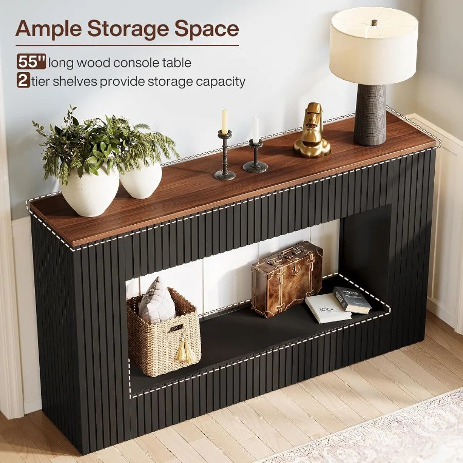 Modern Console Table 55Inch Wood Entryway Table with Storage rrow Long Sofa Table Behind Couch Table for Living Room Foyer Hall