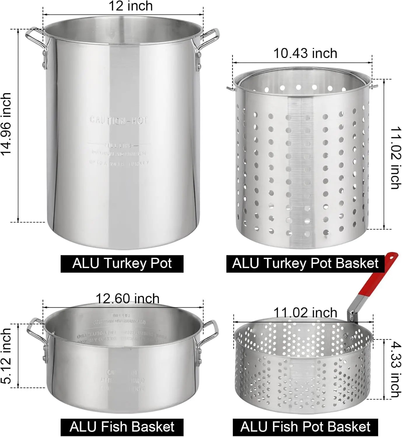 30 Qt Turkey Deep Fryer Set, Aluminum Fish & Seafood Boiler Steamer with 55,000 BTU Propane Gas Burner Stand Injector Thermomete