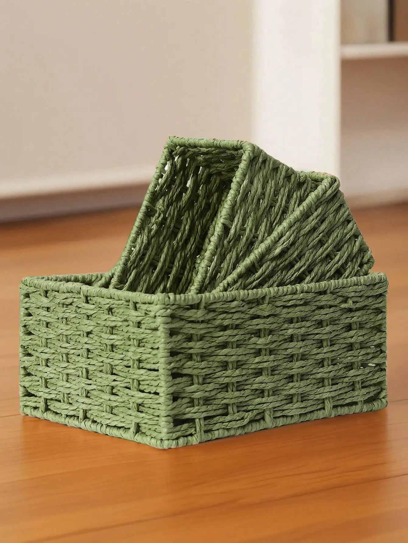 1pc/3pcs Desktop Storage Box, Handmade Rattan Woven Organizer Tray For Cosmetics, Keys, Snacks, Home Living Room, Bedroom, Study, Office, S/M/L Sizes Available,For Back To School
