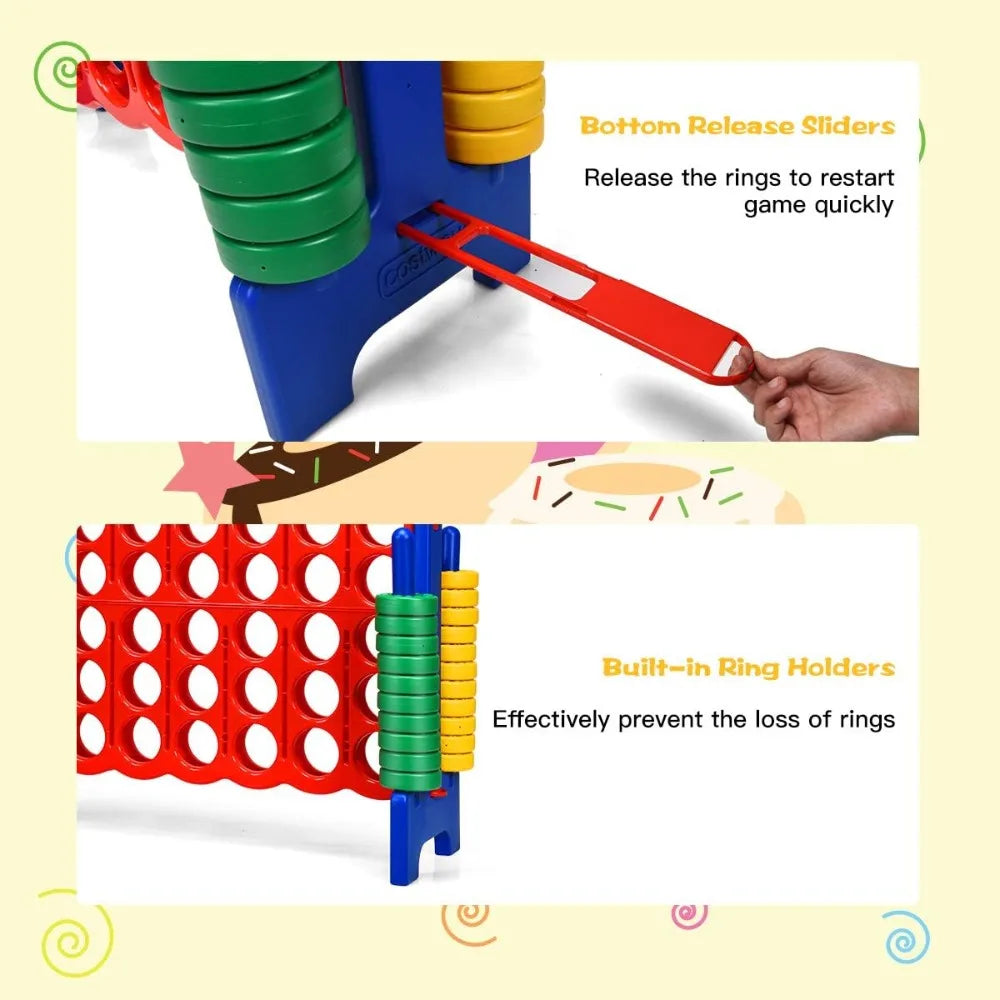 NEW Jumbo 4-to-Score Giant Game Set, 4 in A Row for Kids and Adults, 3.5FT Tall Indoor & Outdoor Game Set w/42 Jumbo Rings