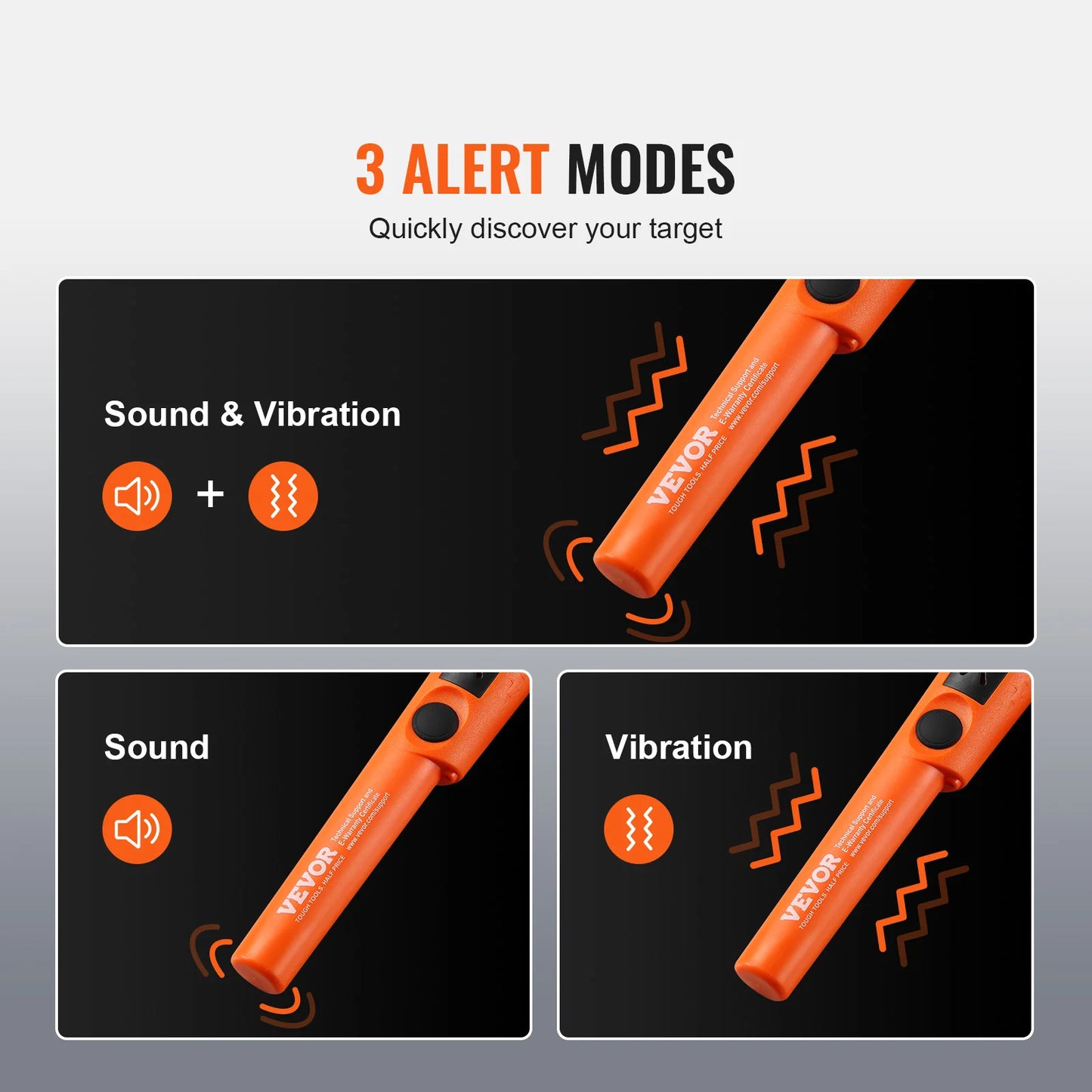 VEVOR Metal Detector Pinpointer IP66/IP68 Waterproof Handheld Pin Pointer Wand 1.96"/4.5" Detection Depth 3 Modes for Detecting