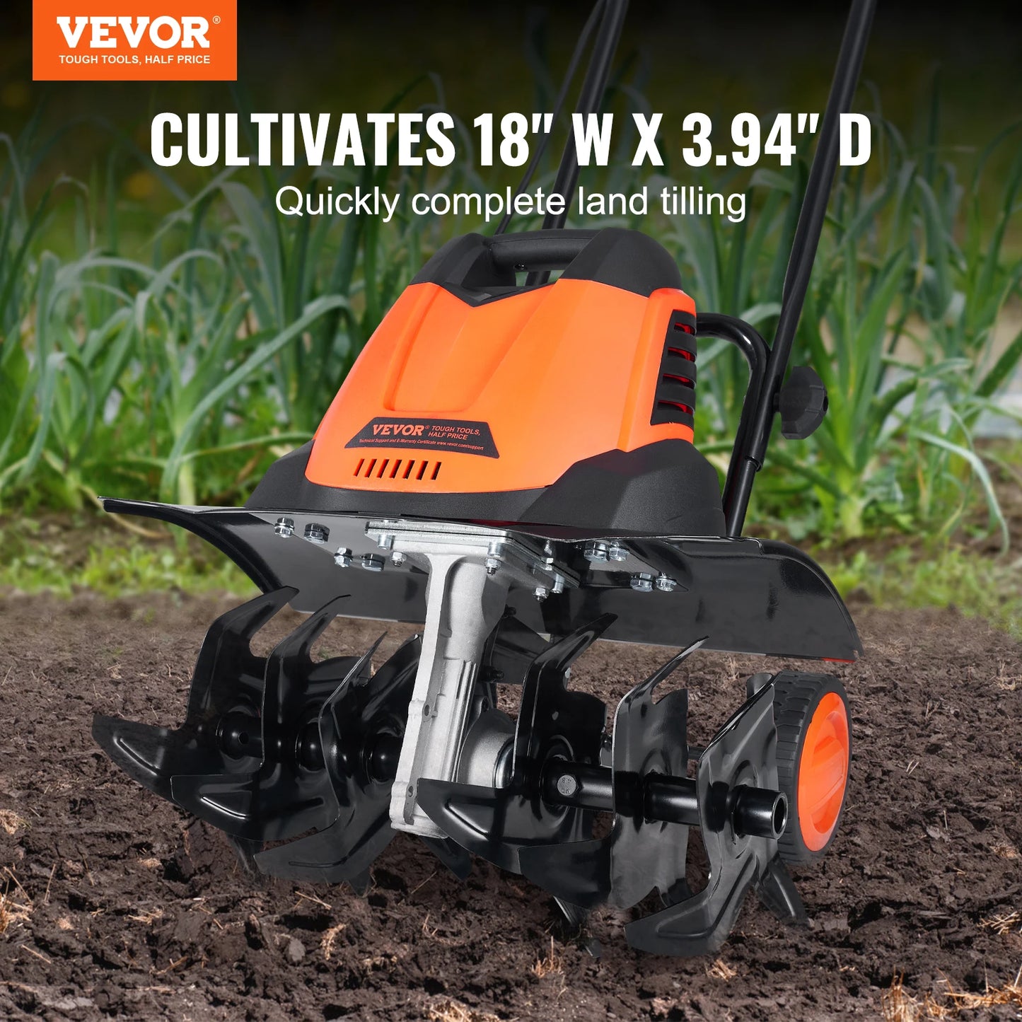 SucceBuy12 Amp Electric Tiller, 18" Tilling Width 3.94" Tilling Depth Corded Electric Tiller/Cultivator Steel Mn Tines Rototille