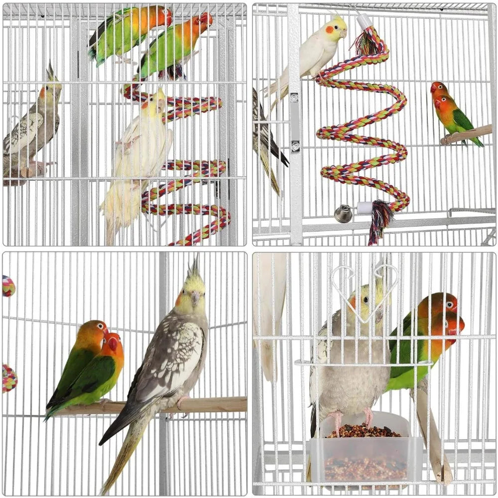 69'' Extra Large Bird Cage Metal Parrot Cage w/Detachable Stand for Mid-Sized Parrots Cockatiels Conures Parakeets Lovebirds Bu