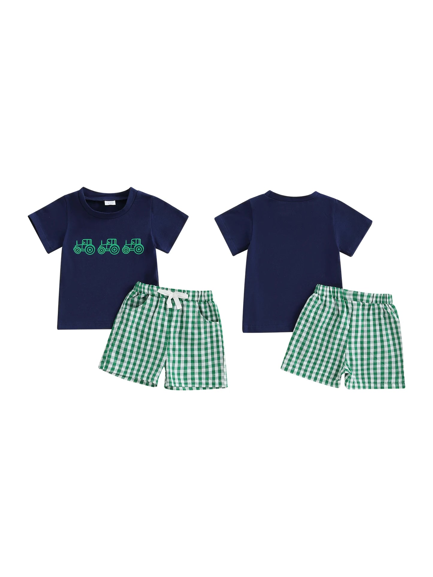 Toddler Boys 2-Piece Outfit Short Sleeve Dinosaur Print Tee with Denim Shorts Summer Set for Little Boys