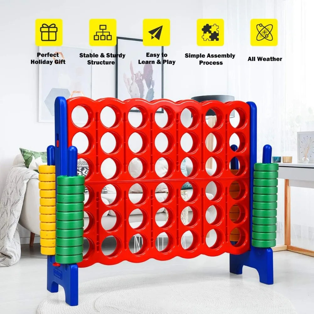NEW Jumbo 4-to-Score Giant Game Set, 4 in A Row for Kids and Adults, 3.5FT Tall Indoor & Outdoor Game Set w/42 Jumbo Rings