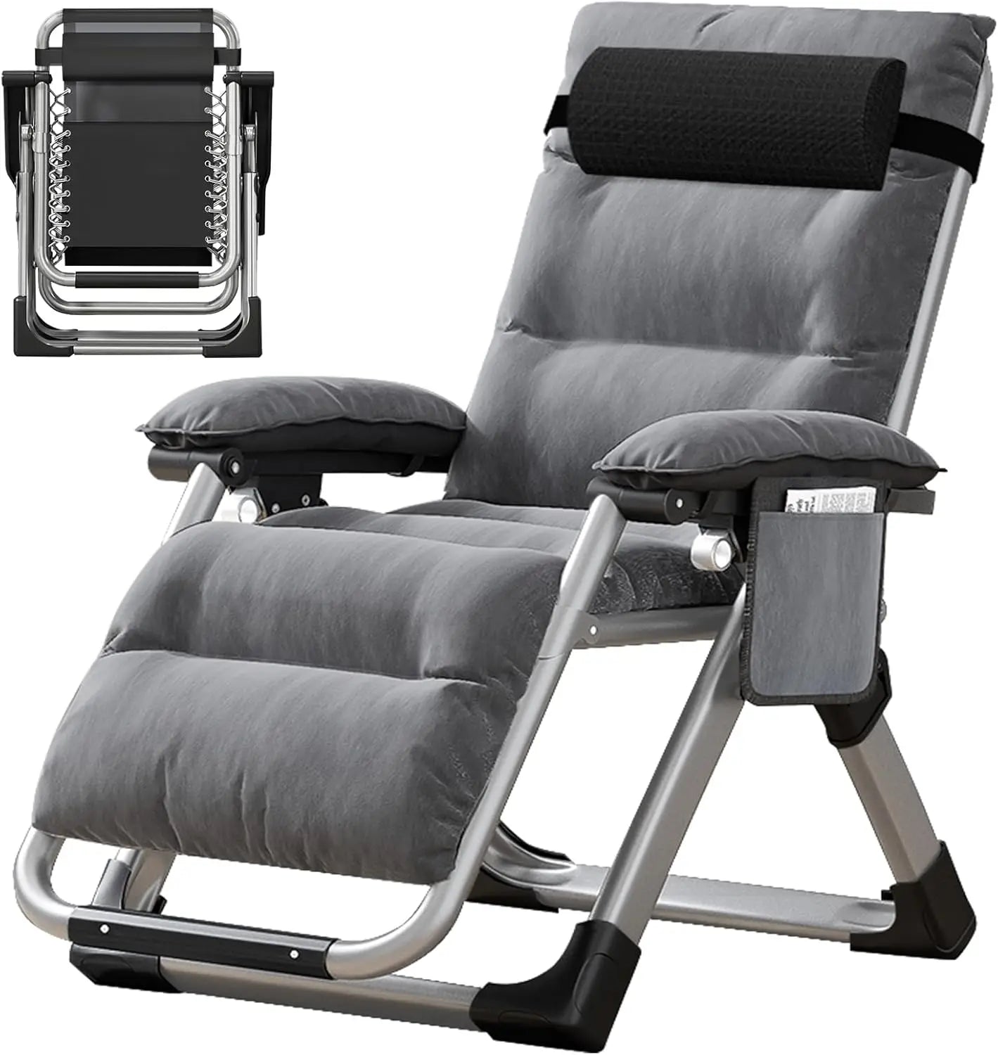 Zero Gravity Chair, Reclining Lounge Chair with Removable Cushion & Tray for Indoor and Outdoor, Patio Recliner Folding Reclinin