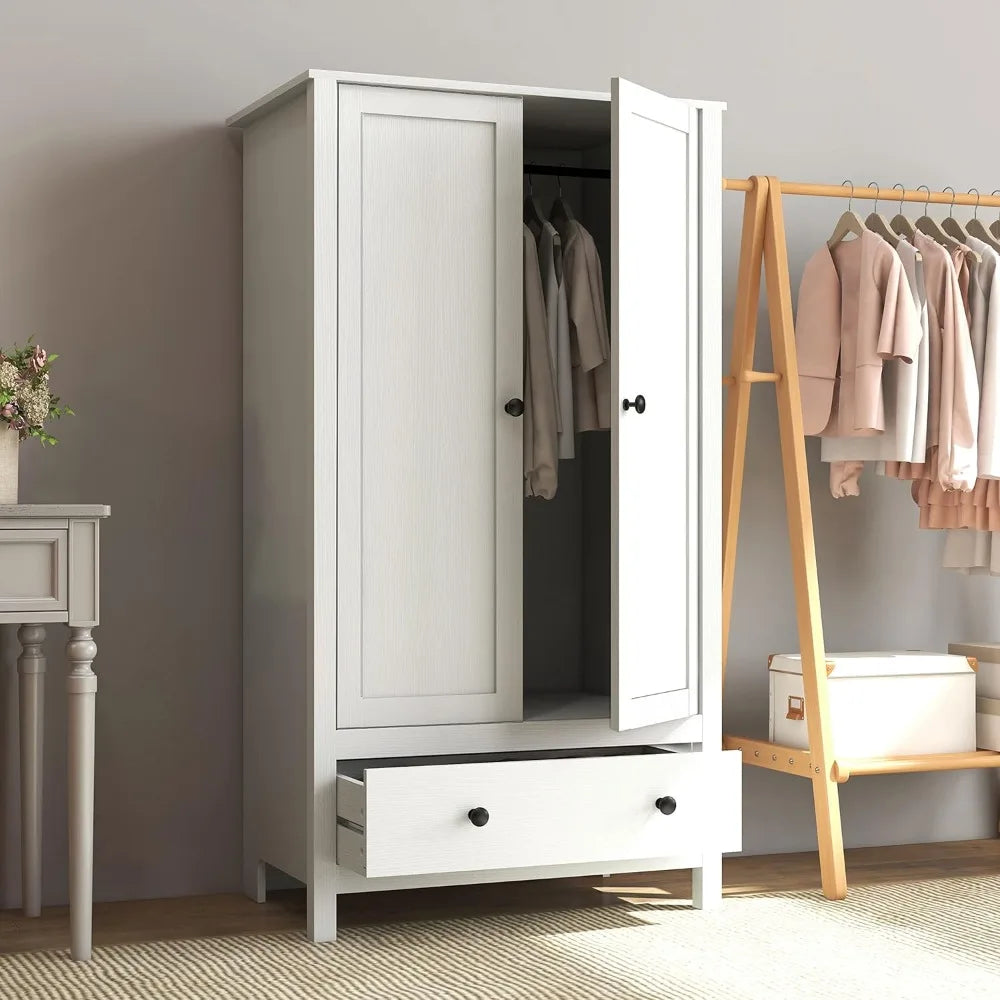 Wardrobes, 2 Door Wardrobe for Bedroom, Armoire with Drawer, Wardrobes(20.5"D x 31"W x 58.5"H)