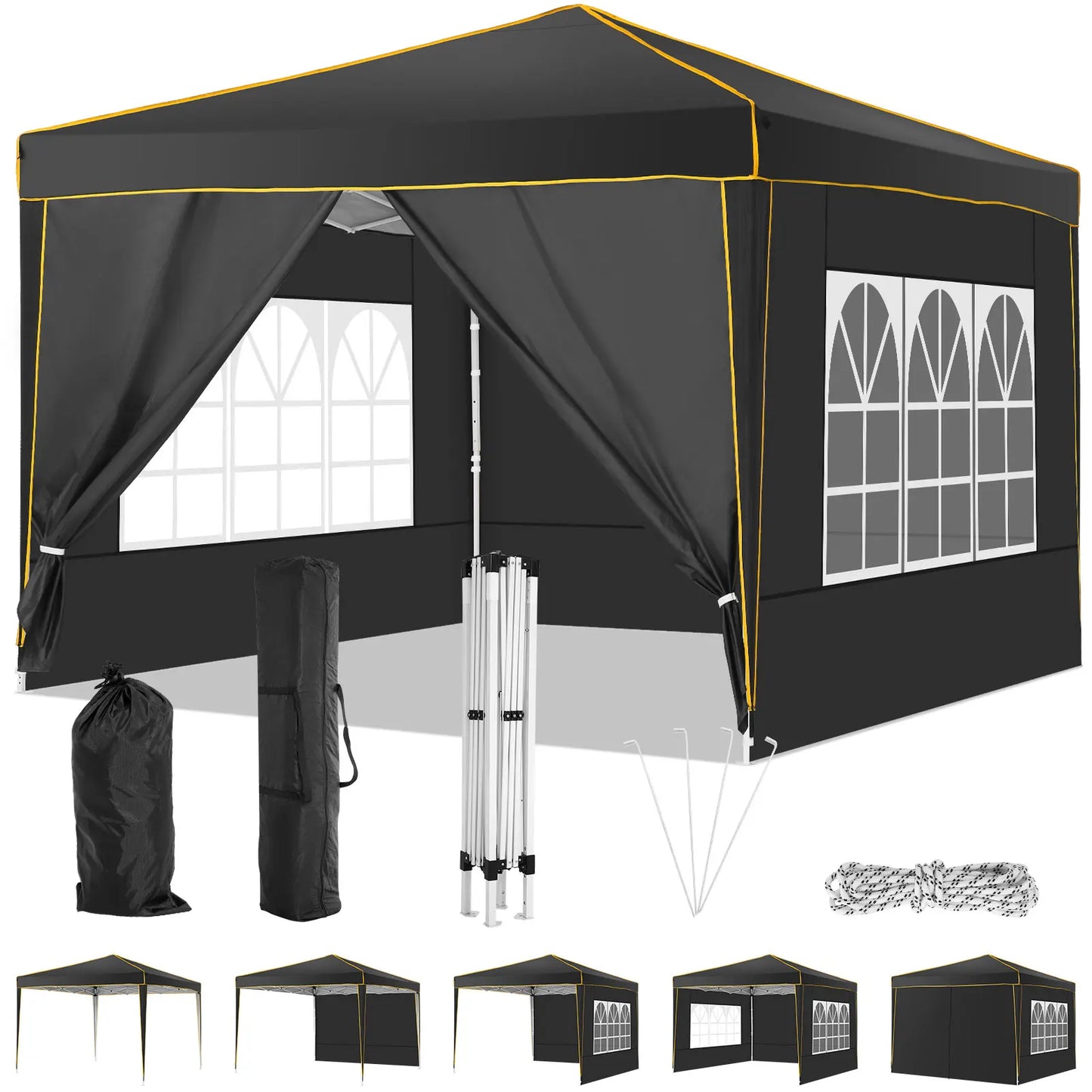 Canopy 10x10 Pop Up Canopy with 4 Removable Sidewalls,10x10 Tent for Parties Waterproof Wedding Event Canopy,Gazebos with Window