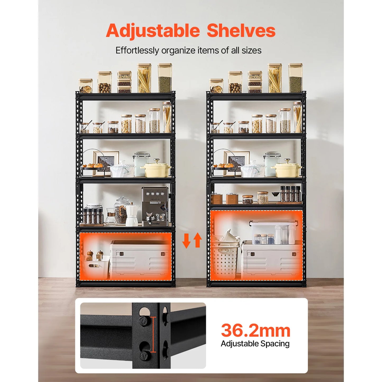 VEVOR 5 Tier Metal Garage Shelf Units 400lbs Per Shelf with Height Adjustable Storage Shelving for Warehouse Workshop Office