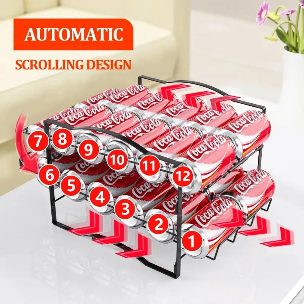 Stackable 4-Tier Can Organizer Rack - 48-Can Soda Dispenser for refrigerator - Set of 2 Beverage Storage Solution