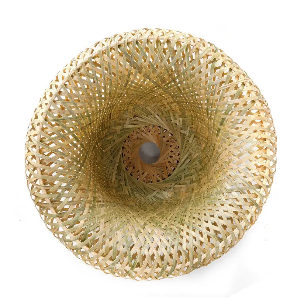 Vintage Bamboo Wicker Rattan Shade Pendant Light Hanging Ceiling Lamp Fixture Chandeliers