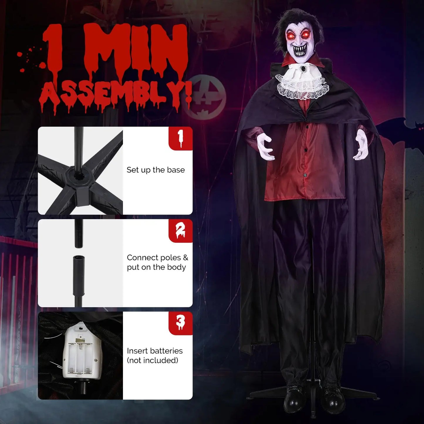 5.7ft Halloween Outdoor Decoration - Spooky Garden Prop for Haunted House Parties