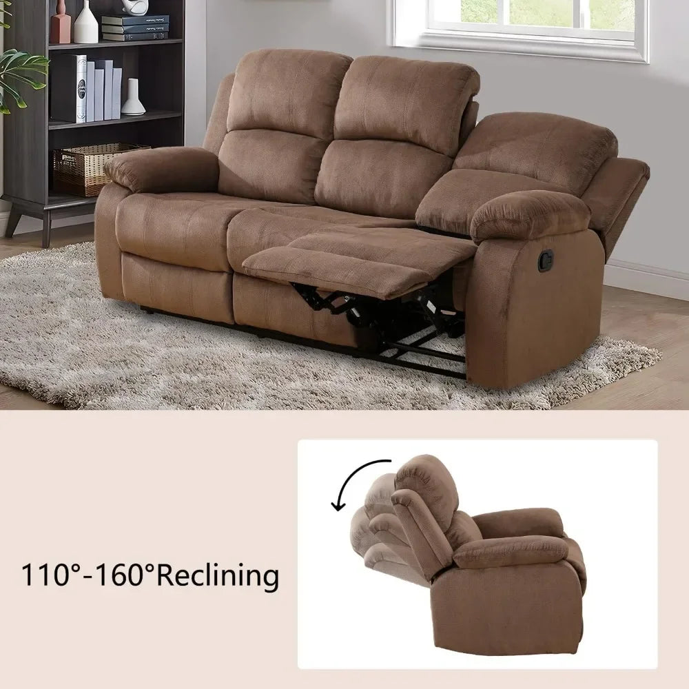 Living Room Sofa Set,3 Pieces Recliner Sofa Set Living Room Furniture, Fabric Sofa Set, Recliner Couch Set with Storage Console