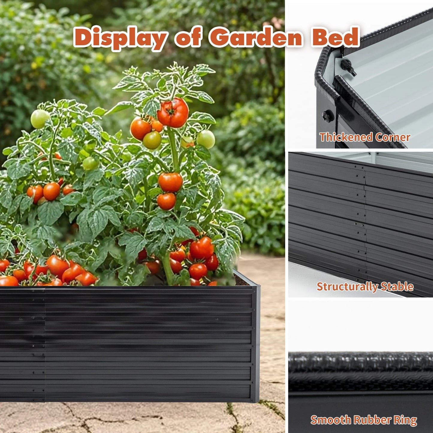 6x3x2 FT Metal Raised Garden Bed, Outdoor, Reinforced, Galvanized, Rustproof, Colored Steel Planter Boxes for Vegetables