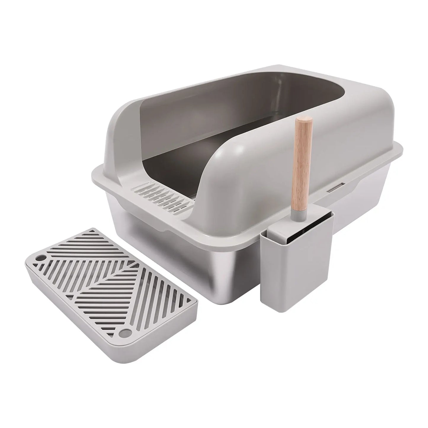 Stainless Steel Cat Litter Box 360° Protection With Practical Handles For Cats Weighing Less Than 22.05 Pounds