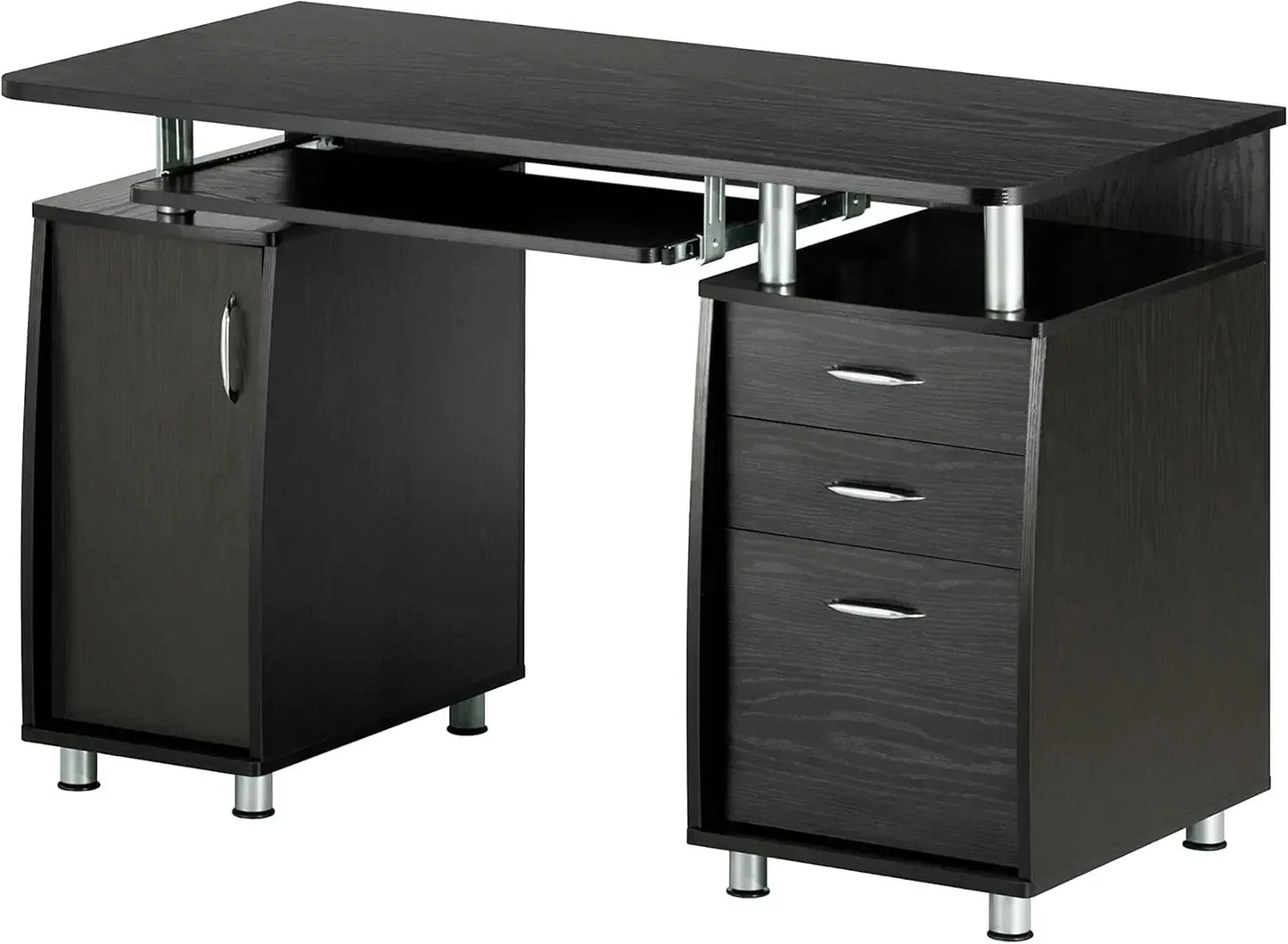 47.25" Ergonomic Computer Drawers & File Cabinet for Home Office Storage, Espresso Writing Desk, ONE Size