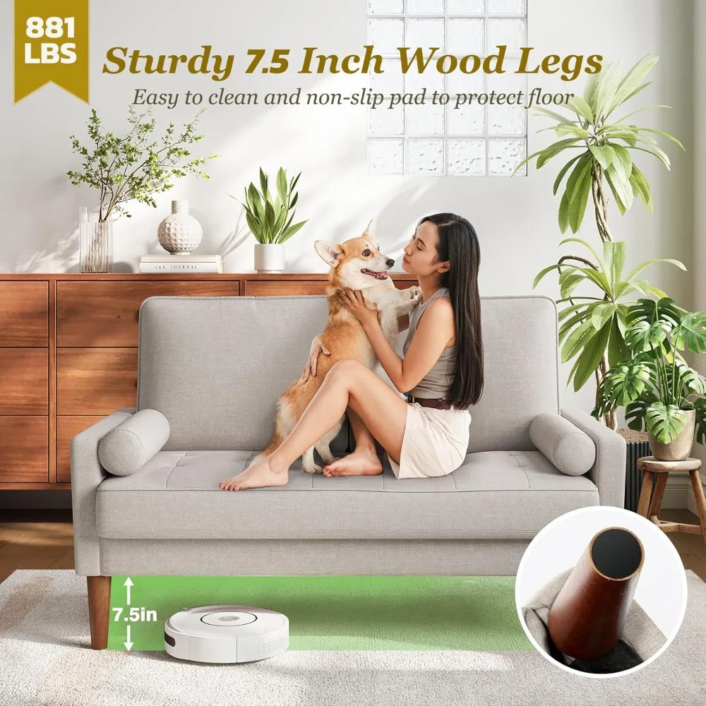 Loveseat Sofa with Throw Pillow, 48" Small Couches, Love Seat for Living Room, Bedroom, Easy Assembly, Living Room sofa
