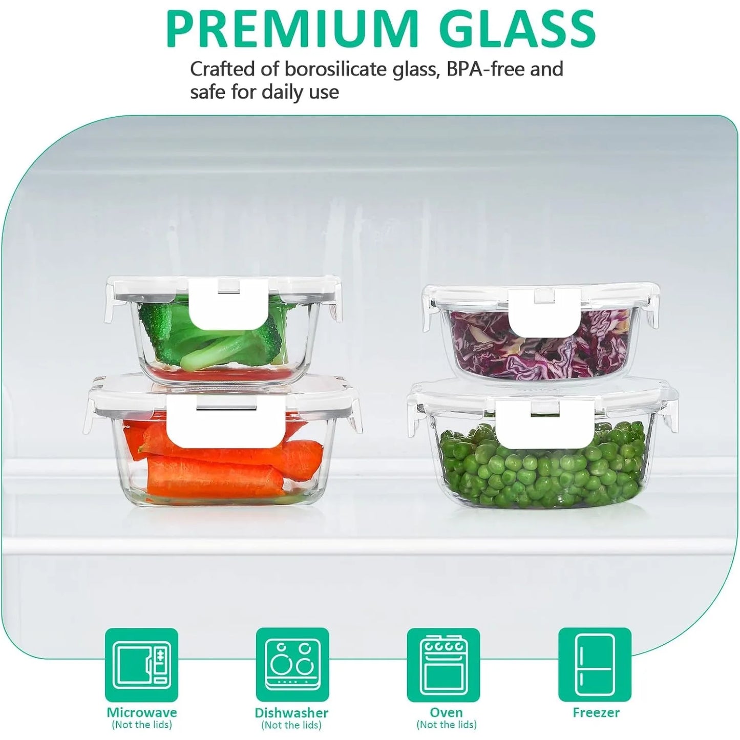 24 Pieces Glass Food Storage Containers Set,Glass Meal Prep Containers-Stackable Airtight Glass Storage Containers with lids