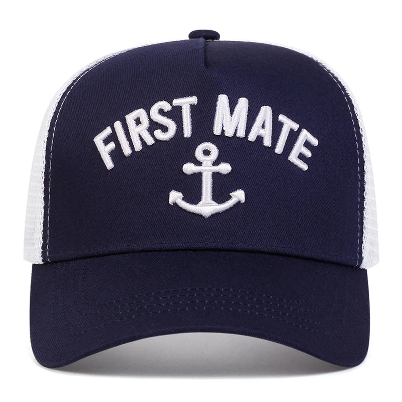 2pcs/set Unisex FIRST MATE/CAPTAIN Embroidery Baseball Net Caps Spring and Summer Outdoor Adjustable Casual Hats Sunscreen Hat