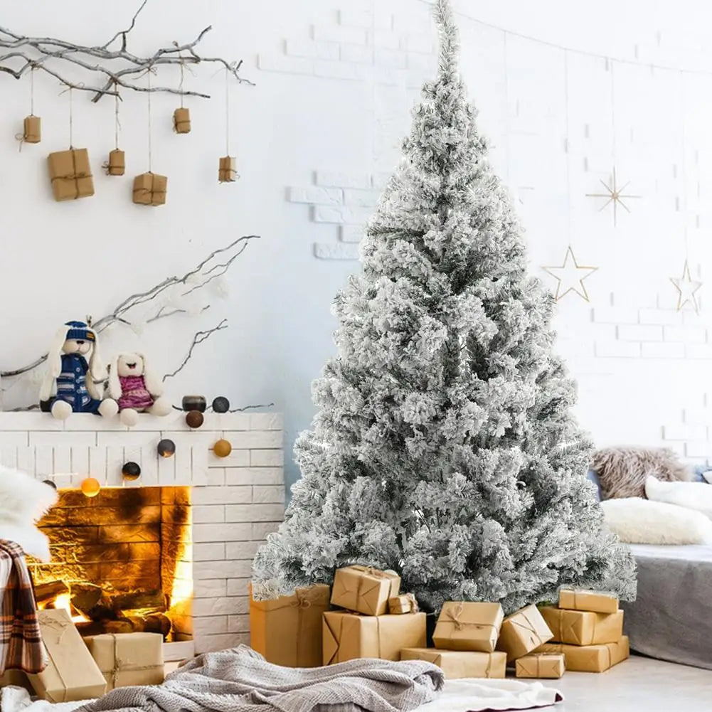 Artificial Christmas Tree 1.8m Snow Flocked Design Pine Tree Snow Christmas Holiday Pencil Tree Snow Xmas Trees with Metal Stand