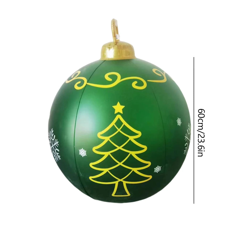 Luminous LED Christmas Balloon with Lights 60cm Inflatable Toy Ball Waterproof PVC Giant Balls Toy Holiday Yard Lawn Porch Decor
