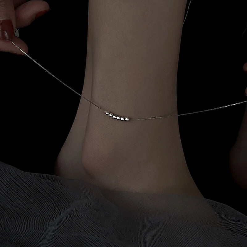 925 Sterling Silver Anklet Dazzling Chain Clear CZ Geometric Elegant For Woman Girl Fashion Jewelry Gift Dropship Wholesale