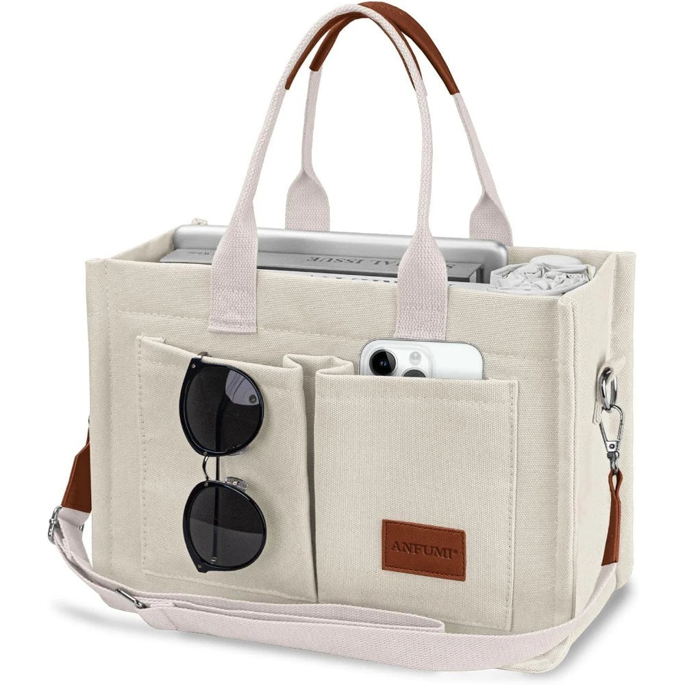 Canvas Tote Multi Pockets Large Handbags Ladies Bags Universal Handbags Large Capacity Mommy Bags Canvas Crossbody Bags Shoulder